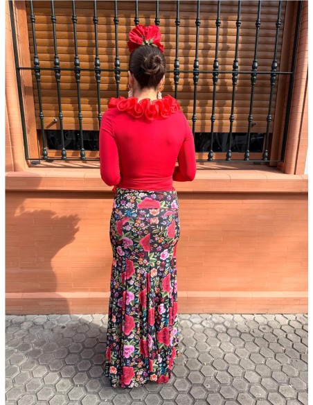 FALDA ENSAYO ESTAMPADA ROJO