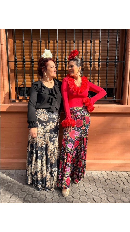 FALDA ENSAYO ESTAMPADA ROJO