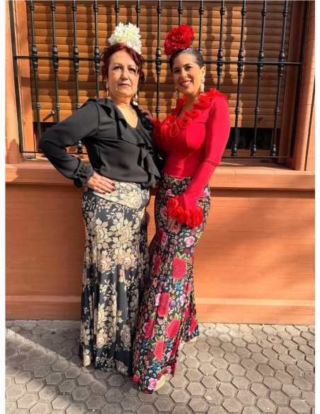 FALDA ENSAYO ESTAMPADA ROJO