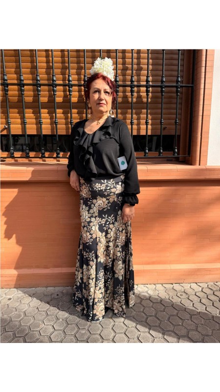 FALDA ENSAYO ESTAMPADA BEIG