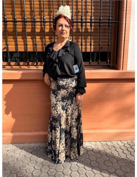 FALDA ENSAYO ESTAMPADA BEIG