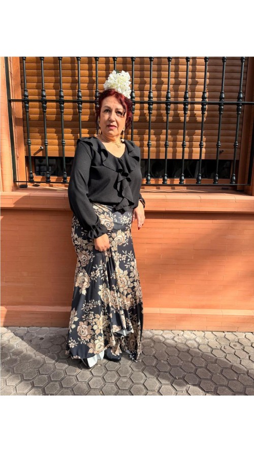 FALDA ENSAYO ESTAMPADA BEIG