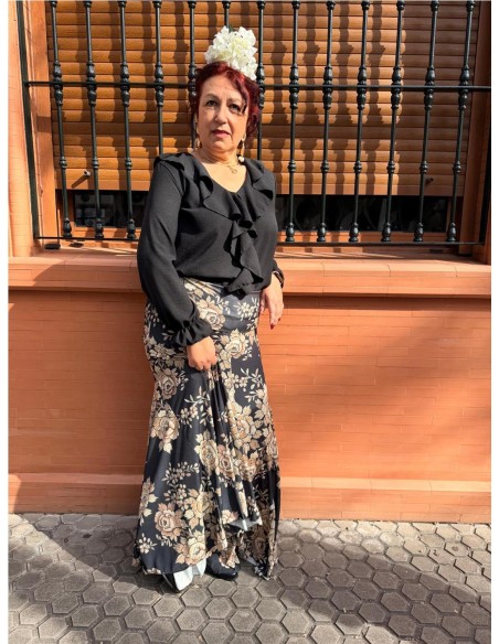 FALDA ENSAYO ESTAMPADA BEIG