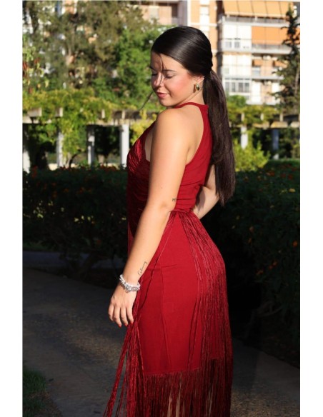 VESTIDO FLECOS BURDEOS