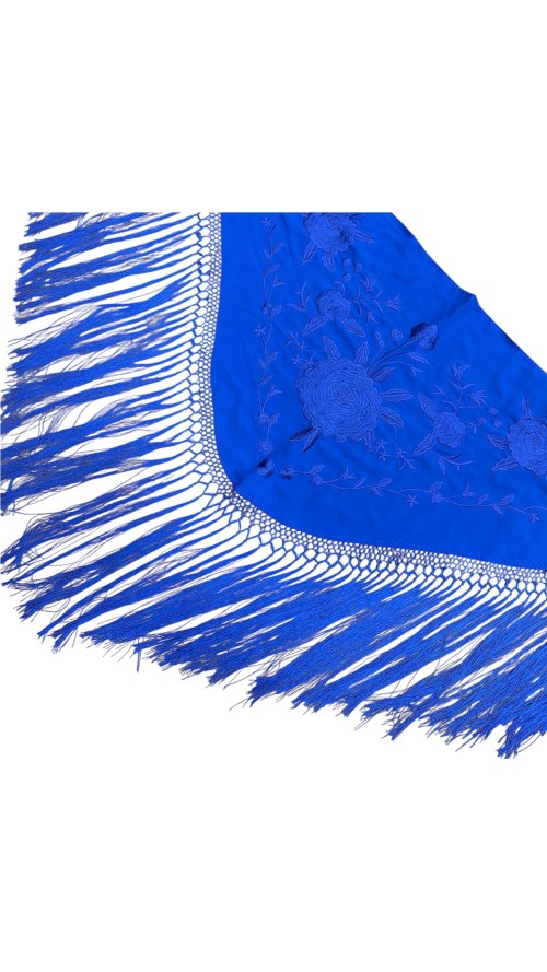 MANTON BORDADO LISO AZUL