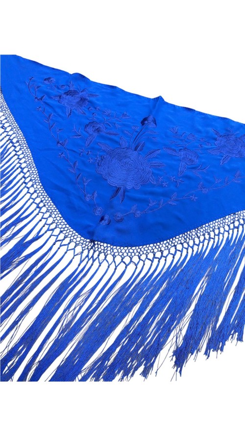 MANTON BORDADO LISO AZUL