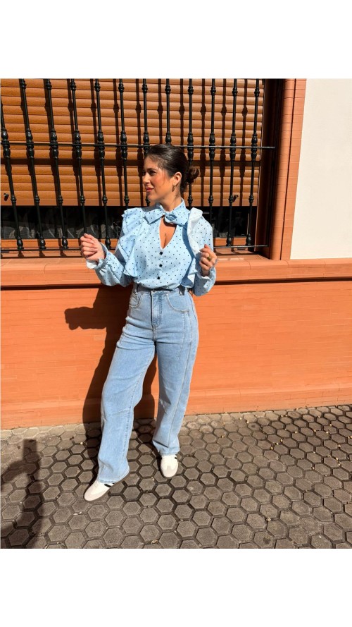 CAMISA CORAZONES CELESTE