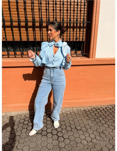 CAMISA CORAZONES CELESTE