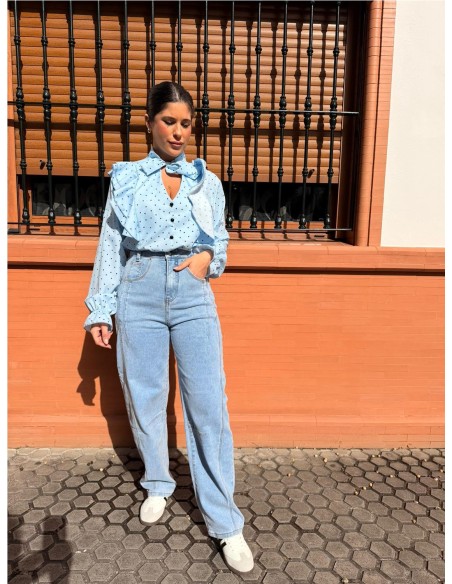 CAMISA CORAZONES CELESTE