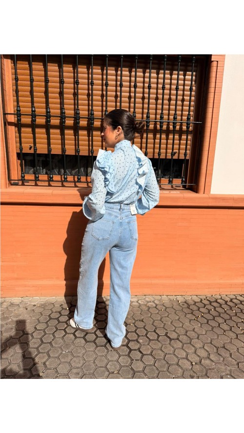 CAMISA CORAZONES CELESTE