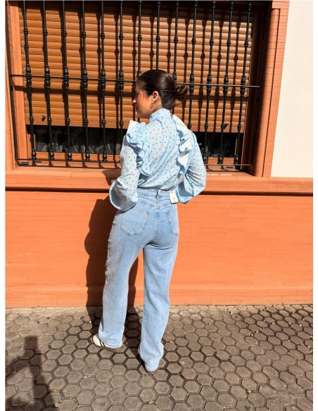 CAMISA CORAZONES CELESTE