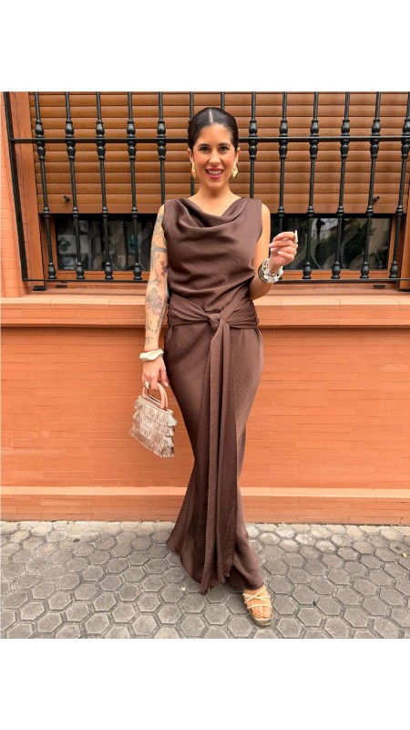 VESTIDO PRINCES MARRON