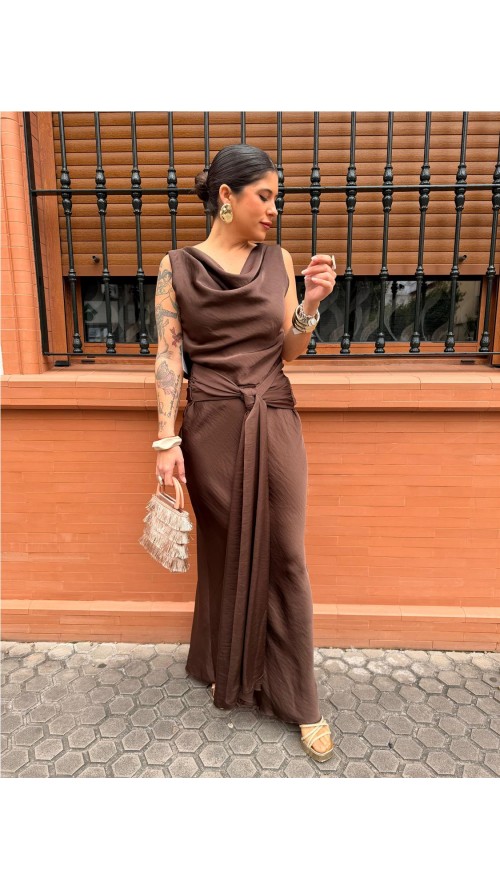 VESTIDO PRINCES MARRON