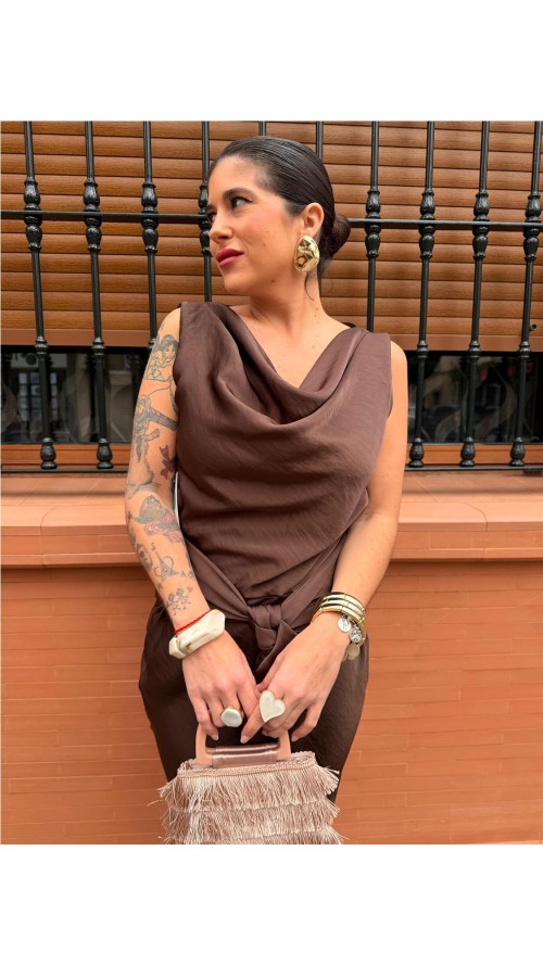 VESTIDO PRINCES MARRON