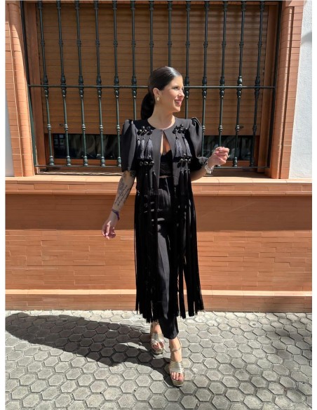 CHAQUETA DE FLECOS NEGRO