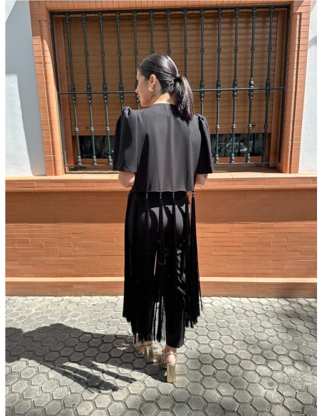 CHAQUETA DE FLECOS NEGRO