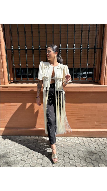 CHAQUETA DE FLECOS BEIG