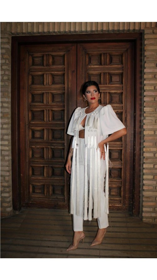 CHAQUETA DE FLECOS BLANCO