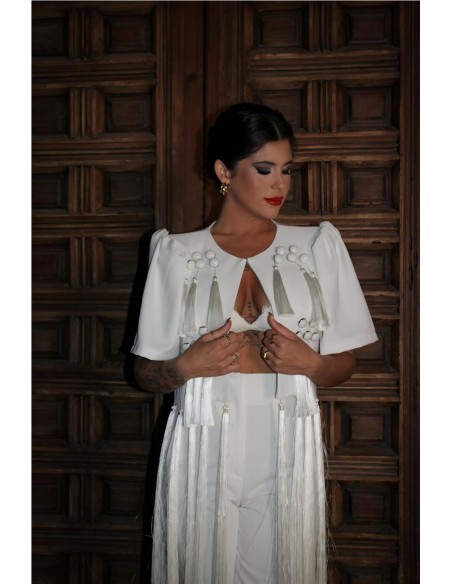 CHAQUETA DE FLECOS BLANCO