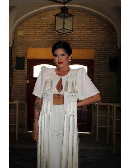 CHAQUETA DE FLECOS BLANCO
