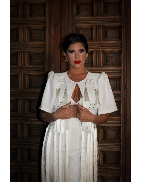 CHAQUETA DE FLECOS BLANCO