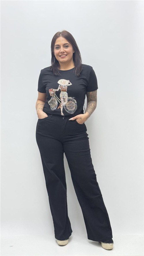 CAMISAET BICI FLOWER NEGRO