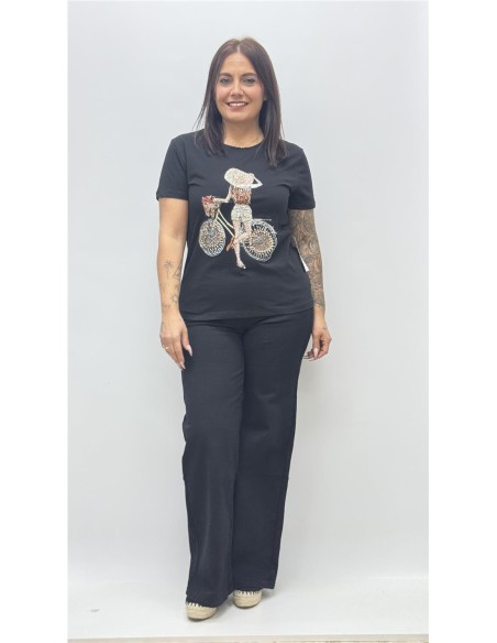 CAMISAET BICI FLOWER NEGRO