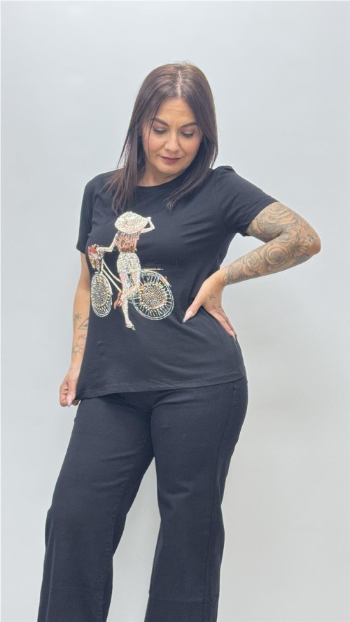 CAMISAET BICI FLOWER NEGRO