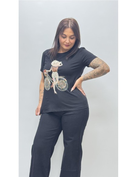 CAMISAET BICI FLOWER NEGRO