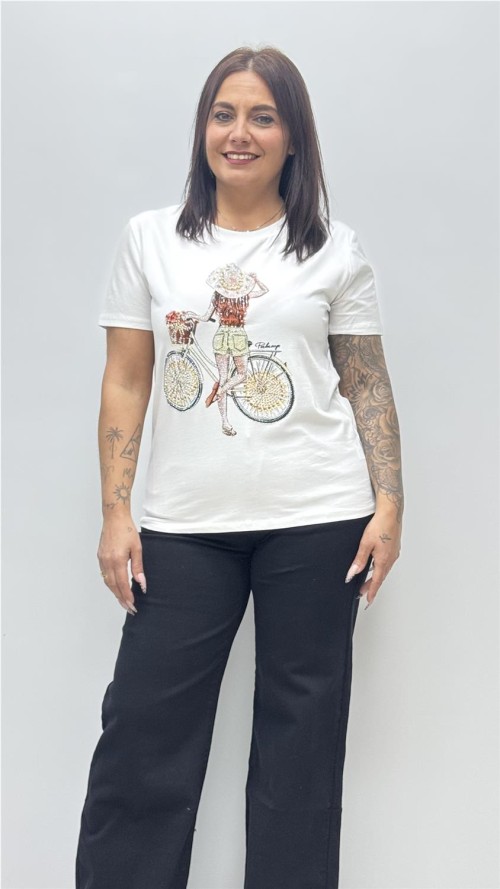 CAMISAET BICI FLOWER BLANCO