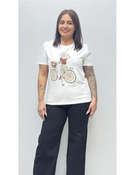 CAMISAET BICI FLOWER BLANCO