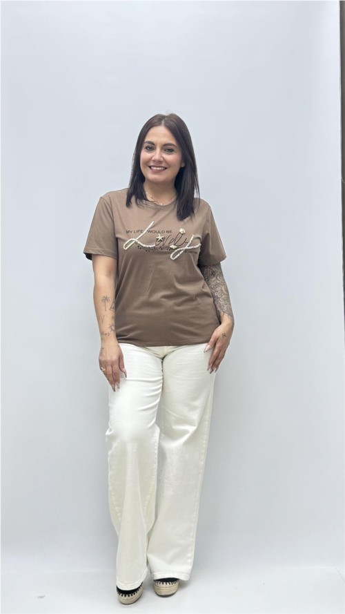 CAMISETA LOVELY MARRON