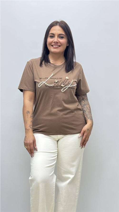 CAMISETA LOVELY MARRON