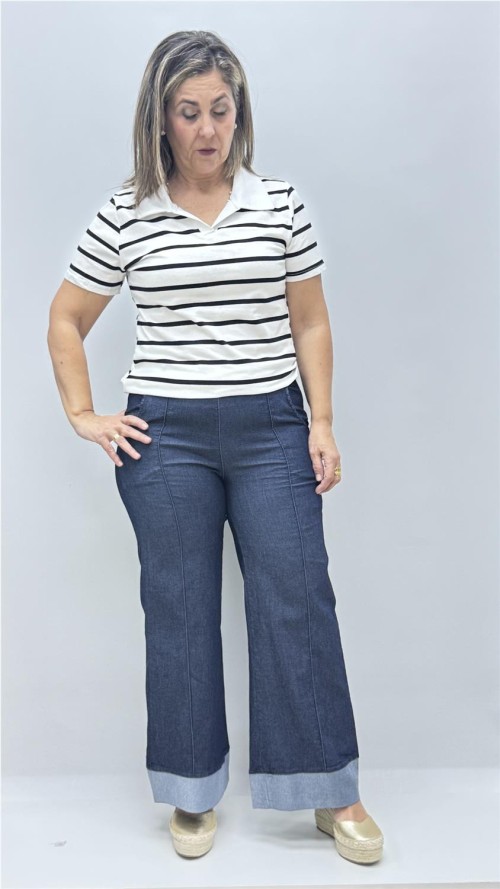 CAMISETA CUELLO RAYAS BLANCO