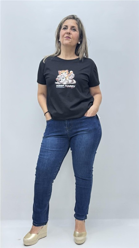 CAMISETA GATO NEGRO