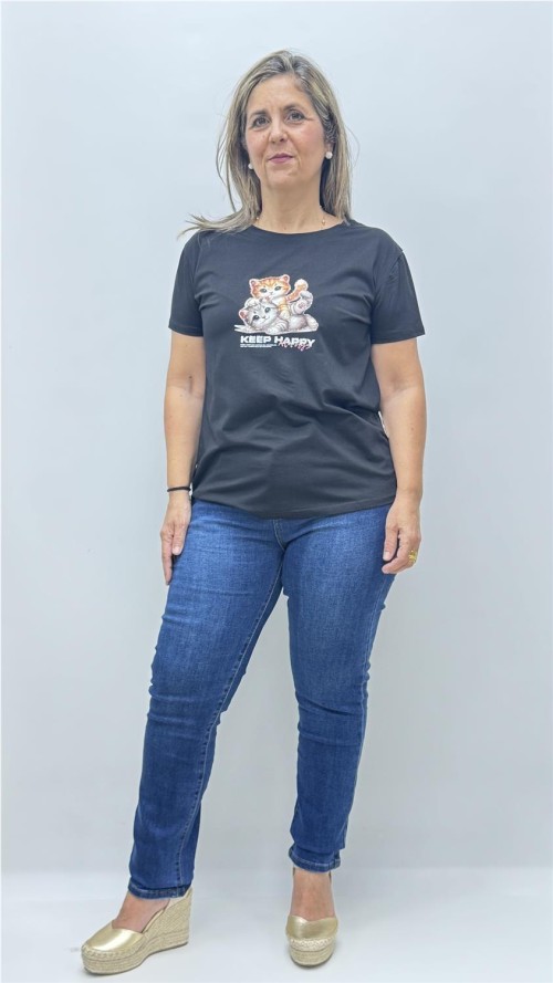 CAMISETA GATO NEGRO