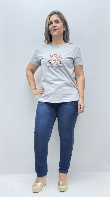CAMISETA GATO GRIS 2