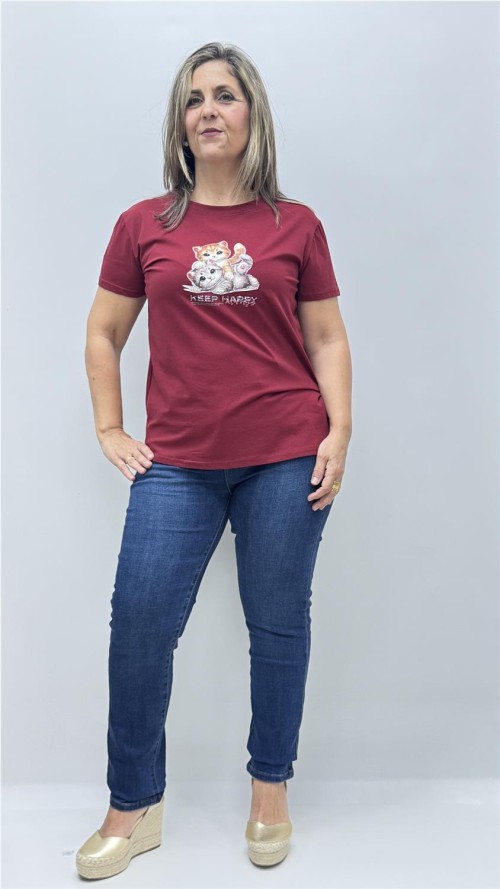CAMISETA GATO BURDEOS