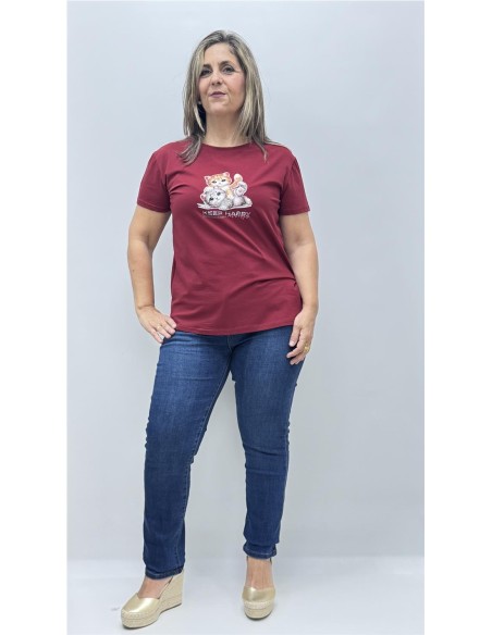 CAMISETA GATO BURDEOS