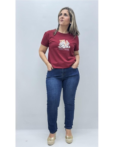 CAMISETA GATO BURDEOS