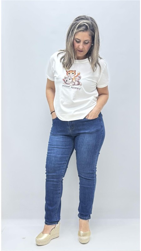 CAMISETA GATO BLANCO