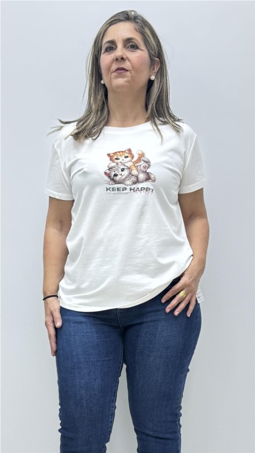 CAMISETA GATO BLANCO