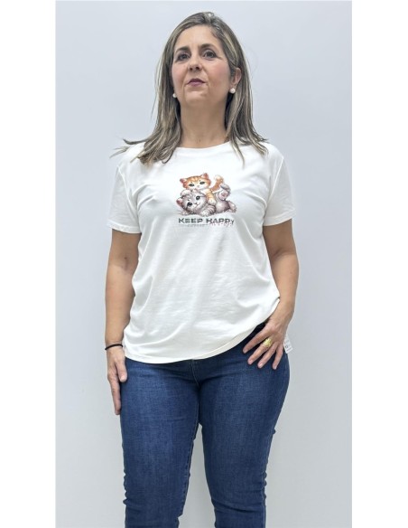 CAMISETA GATO BLANCO