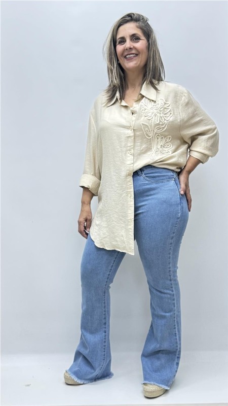 CAMISA BARBARA FLOR BEIG