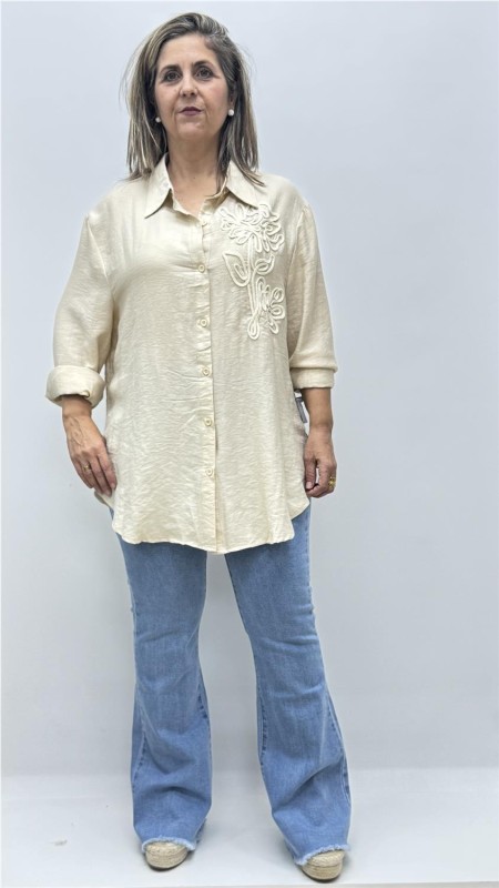 CAMISA BARBARA FLOR BEIG 2
