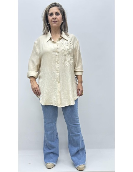 CAMISA BARBARA FLOR BEIG