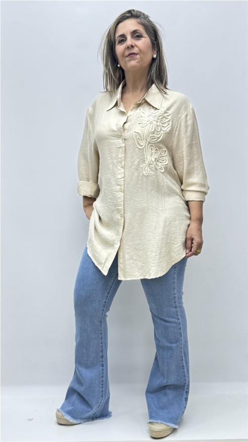 CAMISA BARBARA FLOR BEIG