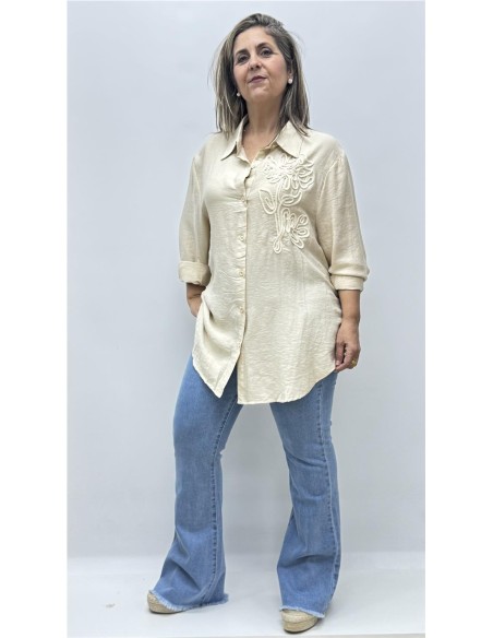 CAMISA BARBARA FLOR BEIG