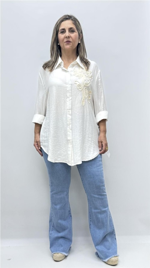 CAMISA BARBARA FLOR BLANCO