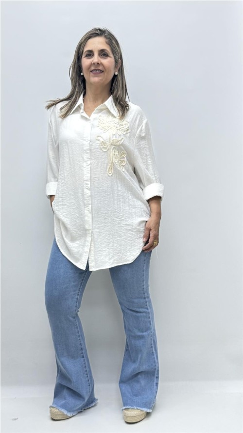 CAMISA BARBARA FLOR BLANCO